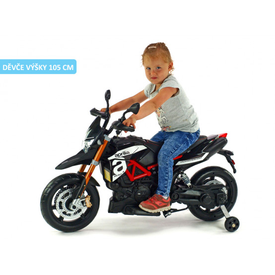 Aprilia Dorsoduro licenční elektrická motorka s EVA koly, nastavitelnými tlumiči a klíčky, ČERVENÁ